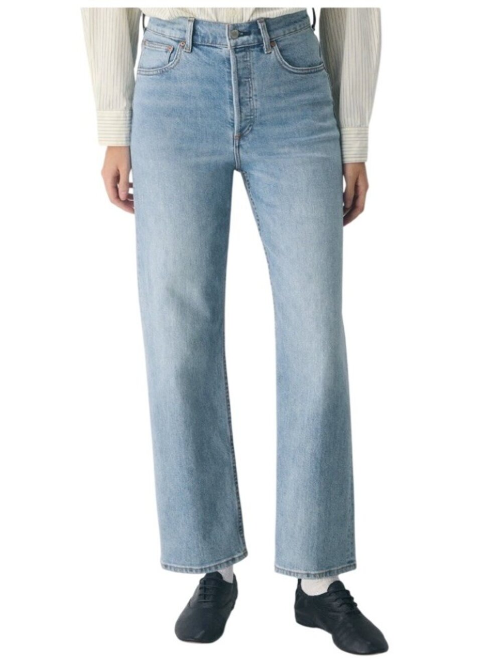 Aritzia Denim Forum The Arlo High Rise Straight Sz 28L Jeans Medium Washed Denim - Picture 15 of 16